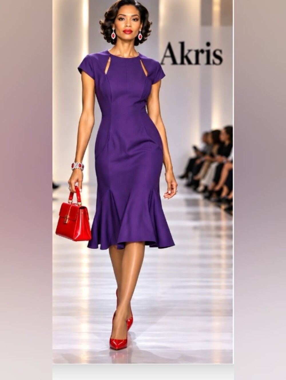 Stunning Akris 8 M Purple Fit & Flare Sheath Silk Lined Cap Sleeve Quality Dress